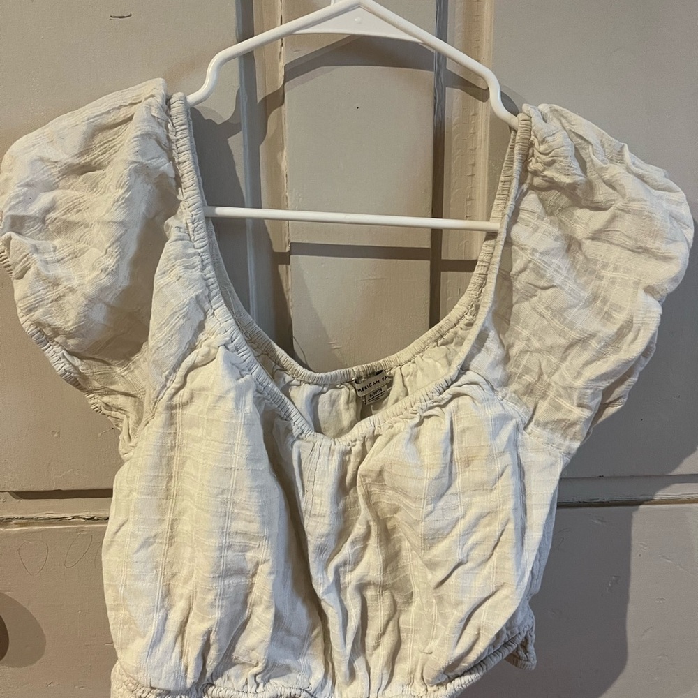 American Eagle Outfitters Cream Puff Sleeve Blouse